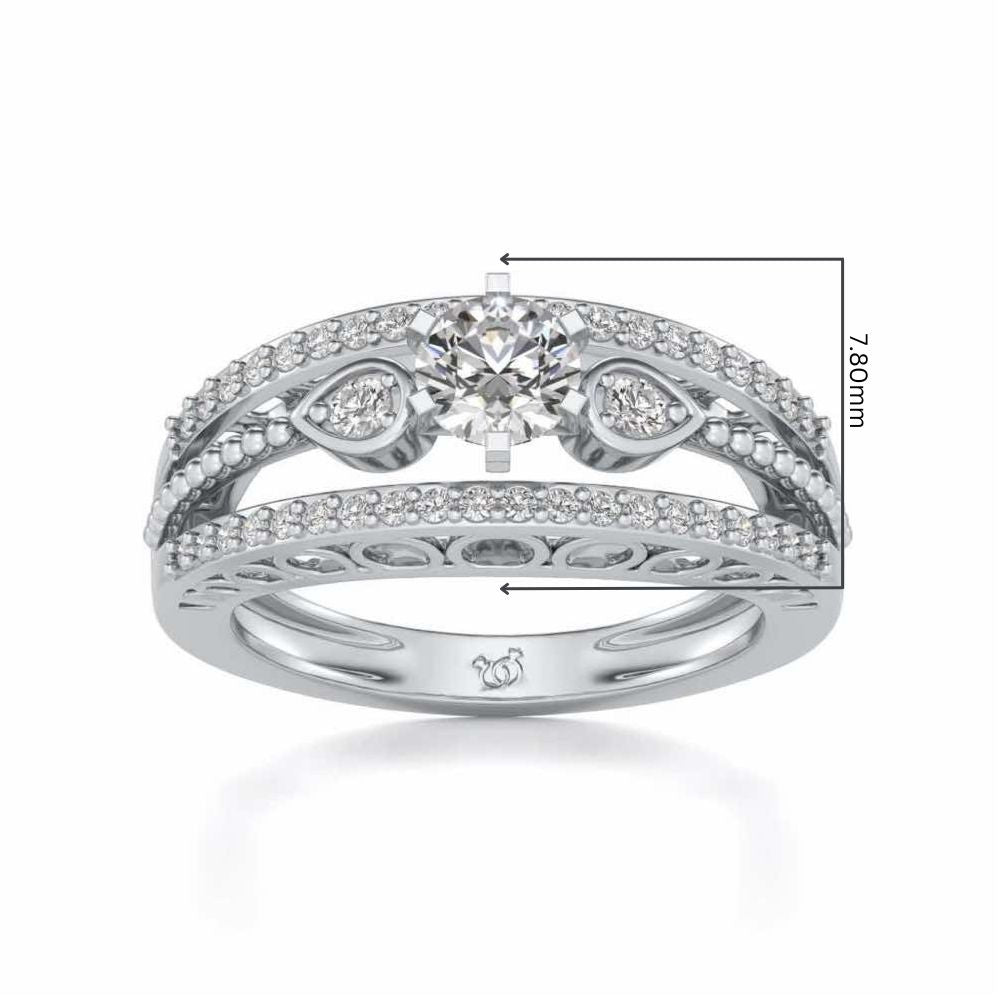 Stately Charm Solitaire Silver Ring - White Gold - Image 5