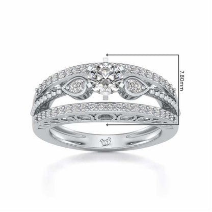 Stately Charm Solitaire Silver Ring - White Gold - Image 5
