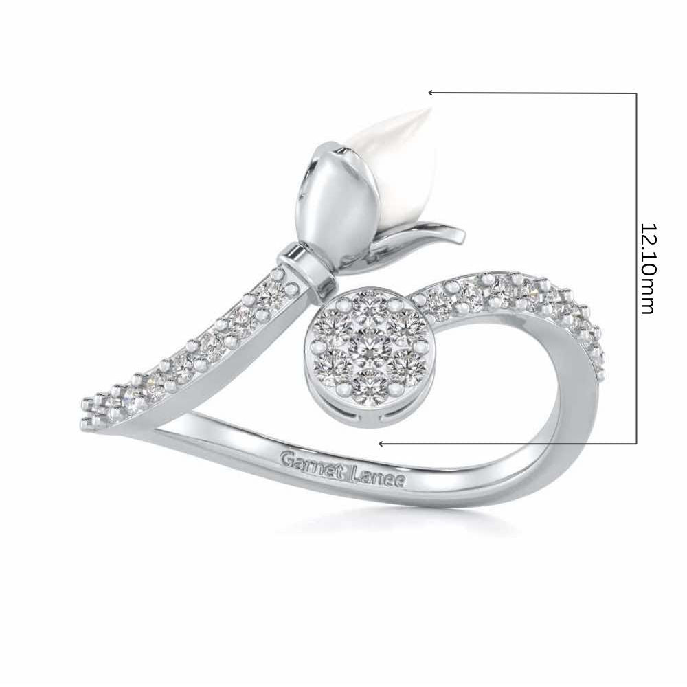 Lotus n Bud Silver Ring - White Gold - Image 5