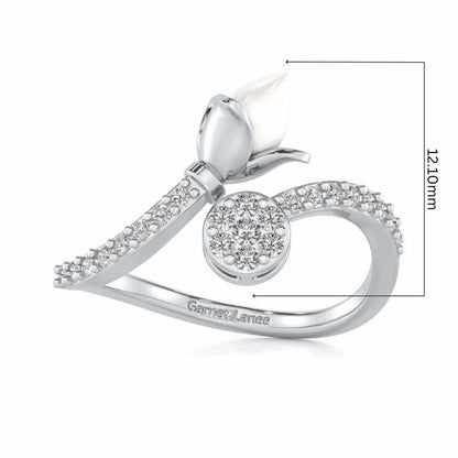 Lotus n Bud Silver Ring - White Gold - Image 5