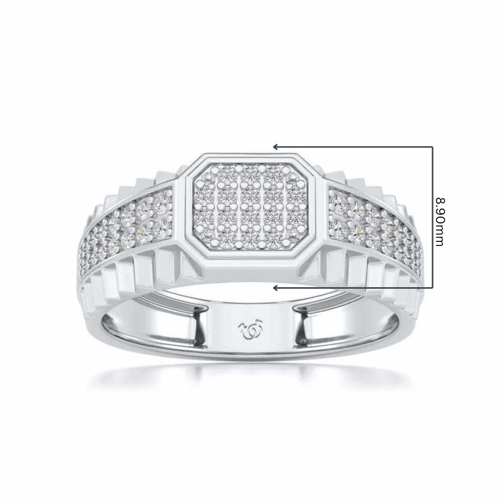 Hexagon Silver Ring For Men - White Gold - Image 5