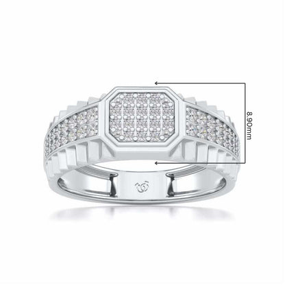 Hexagon Silver Ring For Men - White Gold - Image 5