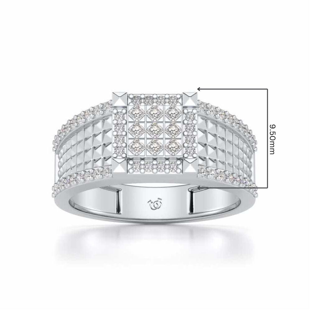 Spiky Groove Silver Ring For Men - White Gold - Image 5