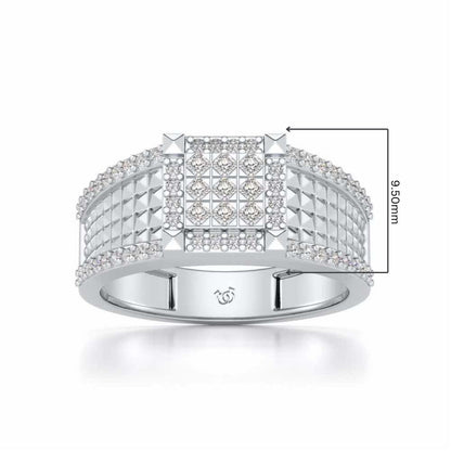 Spiky Groove Silver Ring For Men - White Gold - Image 5