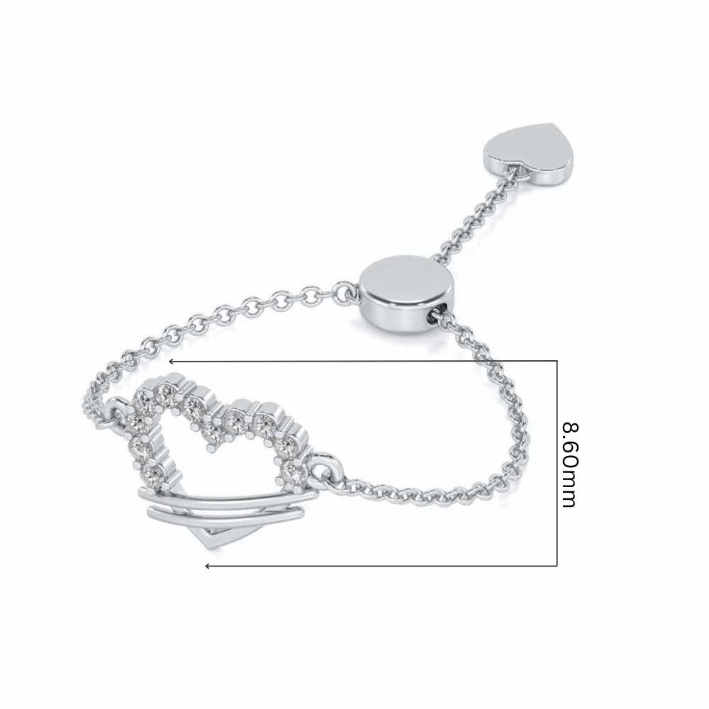 Heartfelt Adjustable Silver Ring - White Gold - Image 5