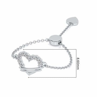 Heartfelt Adjustable Silver Ring - White Gold - Image 5