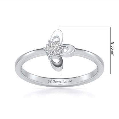 Tri-Petal Silver Ring - White Gold - Image 5