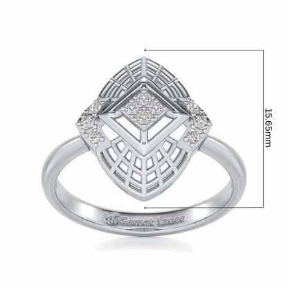 Charm Mesh Silver Ring - White Gold - Image 5