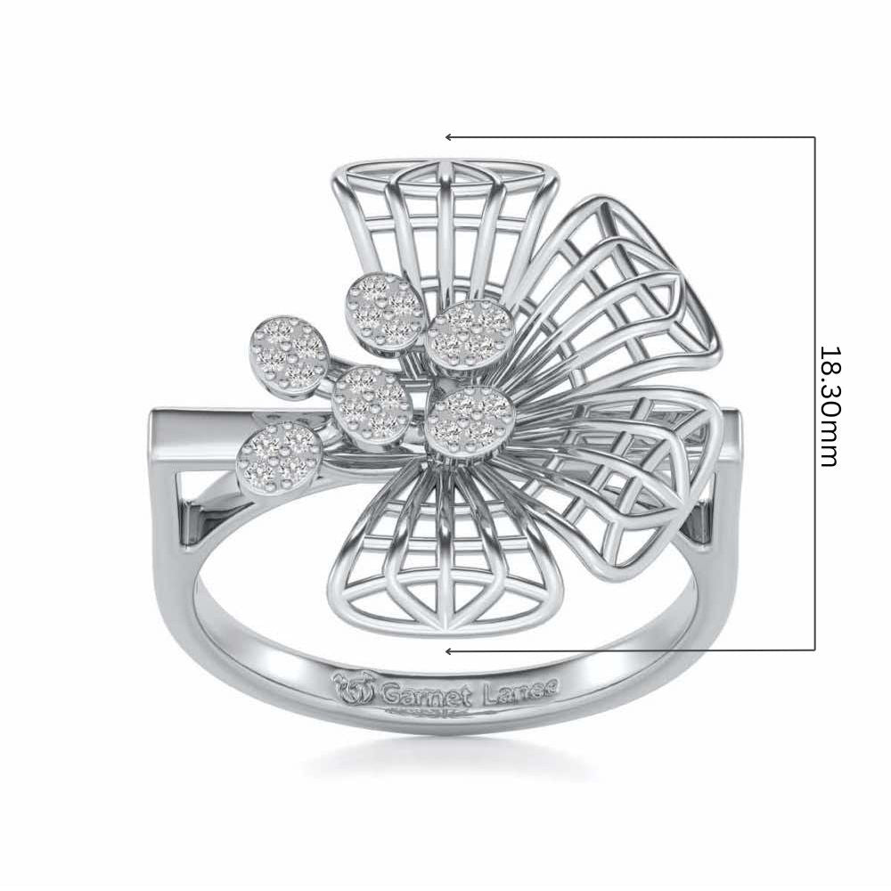 Mesh Bloom Silver Ring - White Gold - Image 5