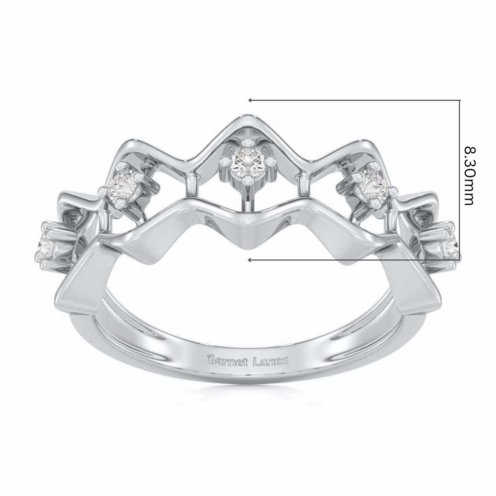 Star Row Silver Ring - White Gold - Image 5