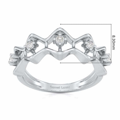 Star Row Silver Ring - White Gold - Image 5
