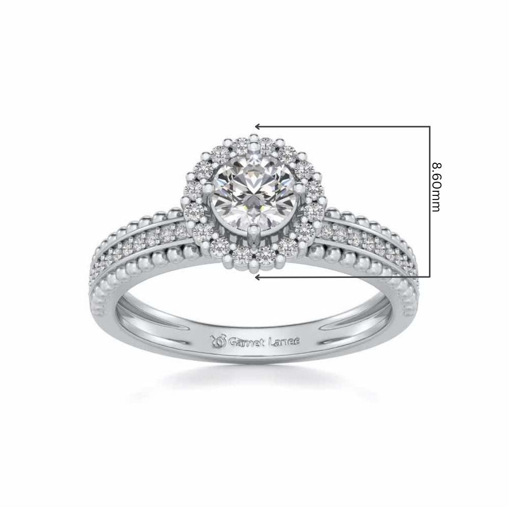 Regal Charm Solitaire Silver Ring - White Gold - Image 5