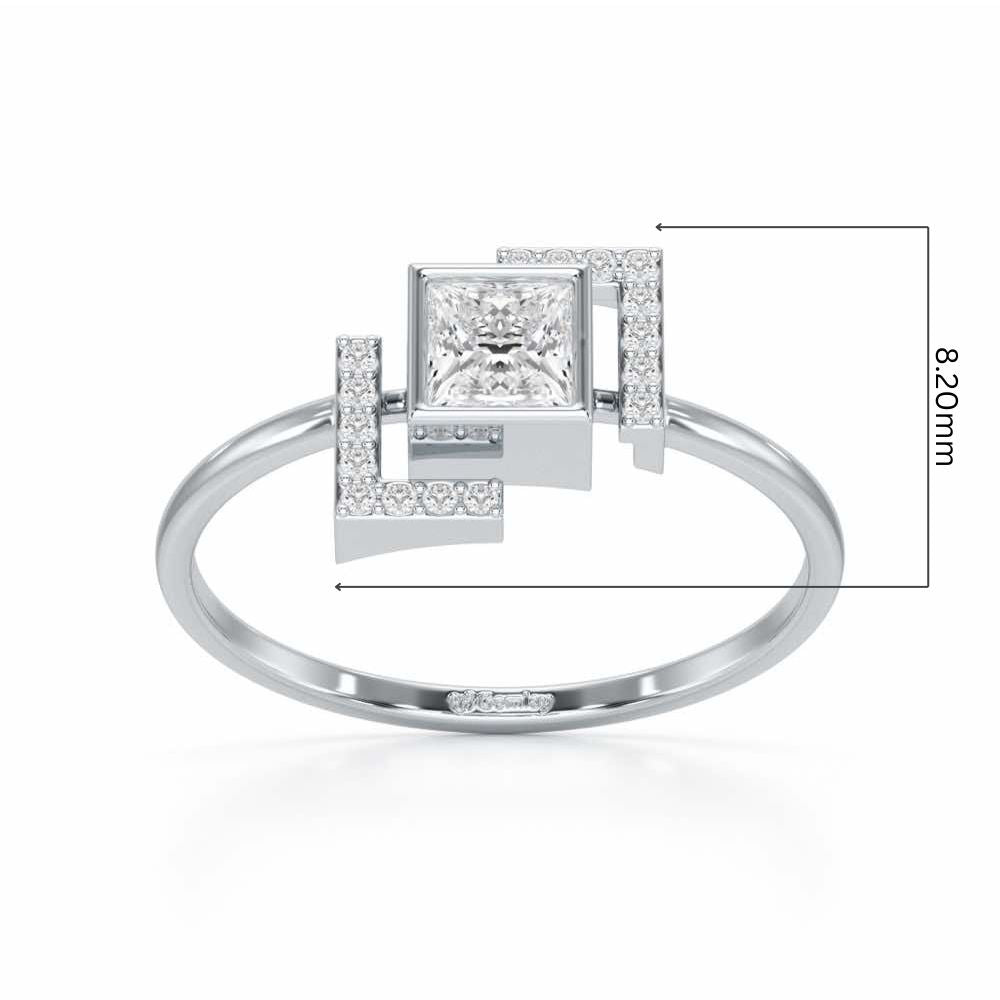 Blue in Frame Silver Ring - White Gold - Image 5