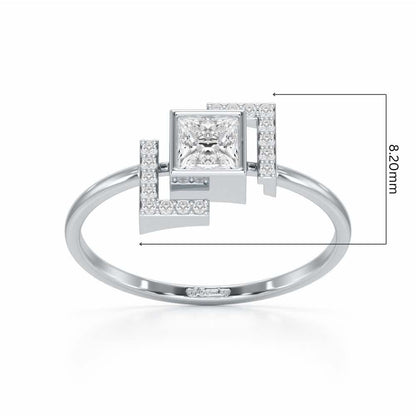 Blue in Frame Silver Ring - White Gold - Image 5