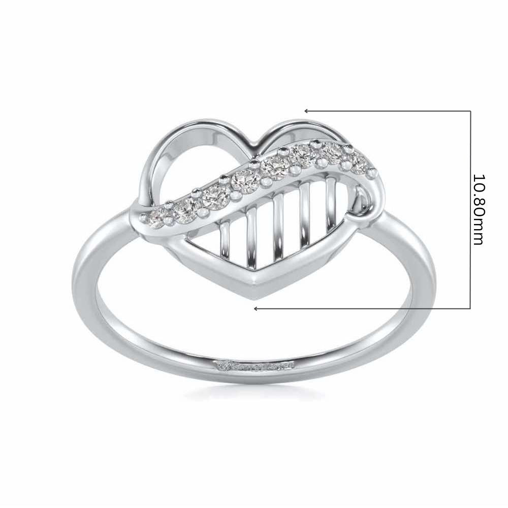 Musical Heart Silver Ring - White Gold - Image 5