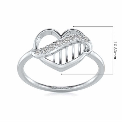 Musical Heart Silver Ring - White Gold - Image 5