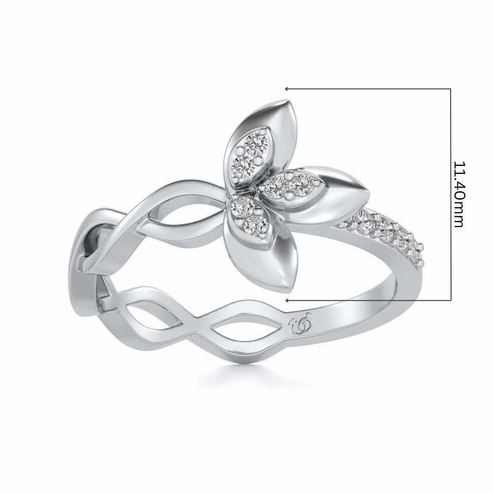 Spiral And Floral Silver Ring - White Gold - Image 5