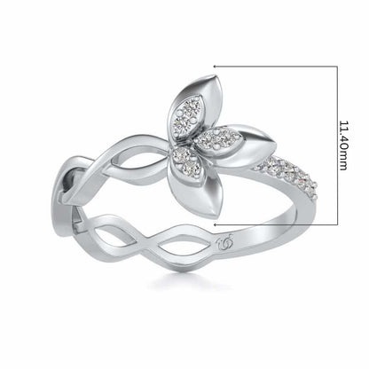 Spiral And Floral Silver Ring - White Gold - Image 5