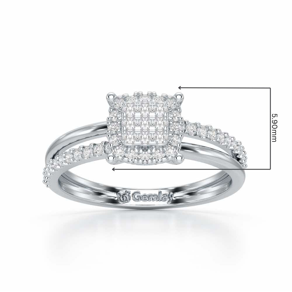 Dawn of Glow Silver Ring - White Gold - Image 2