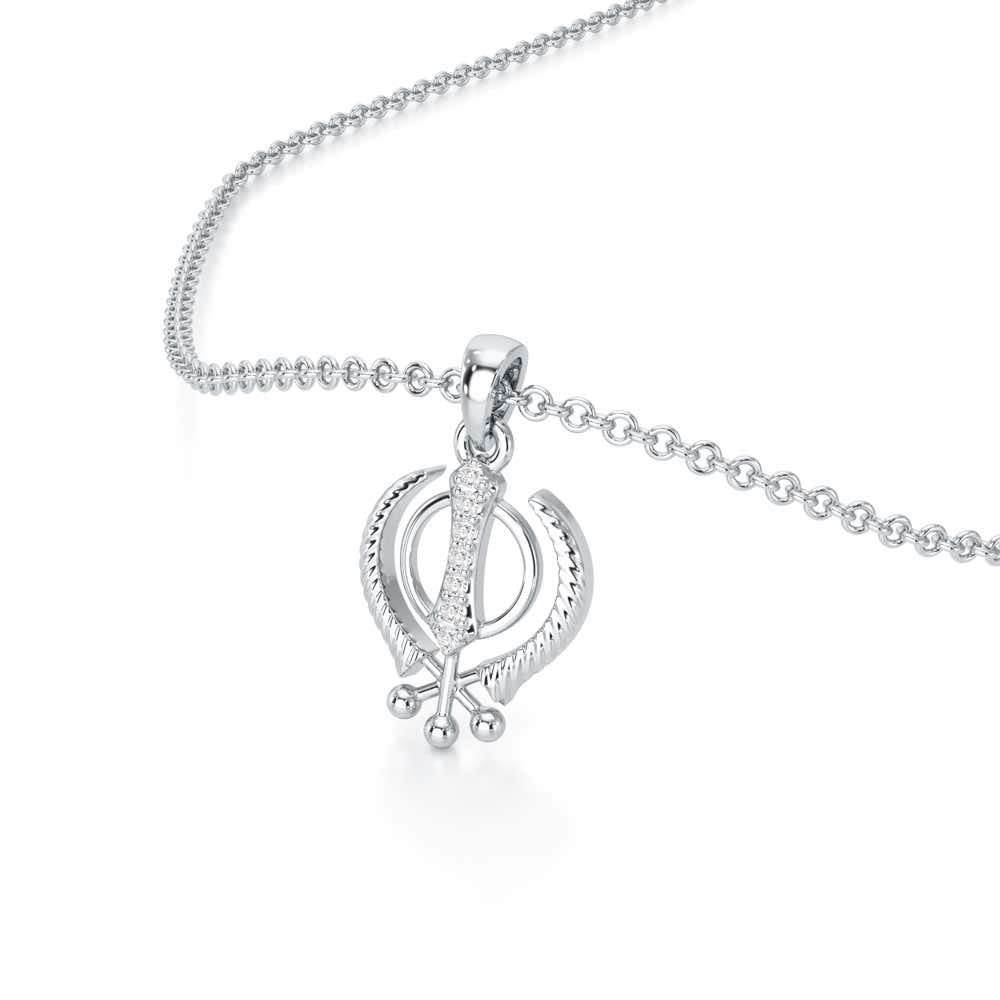 Khalsa Pure Silver Pendant - White Gold - Image 2