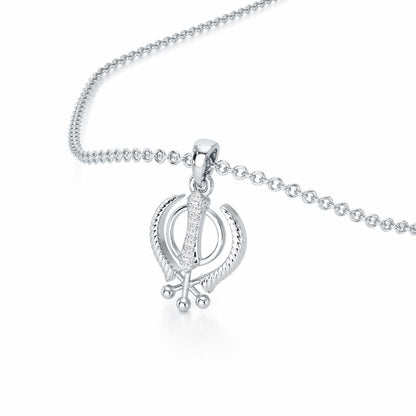 Khalsa Pure Silver Pendant - White Gold - Image 2