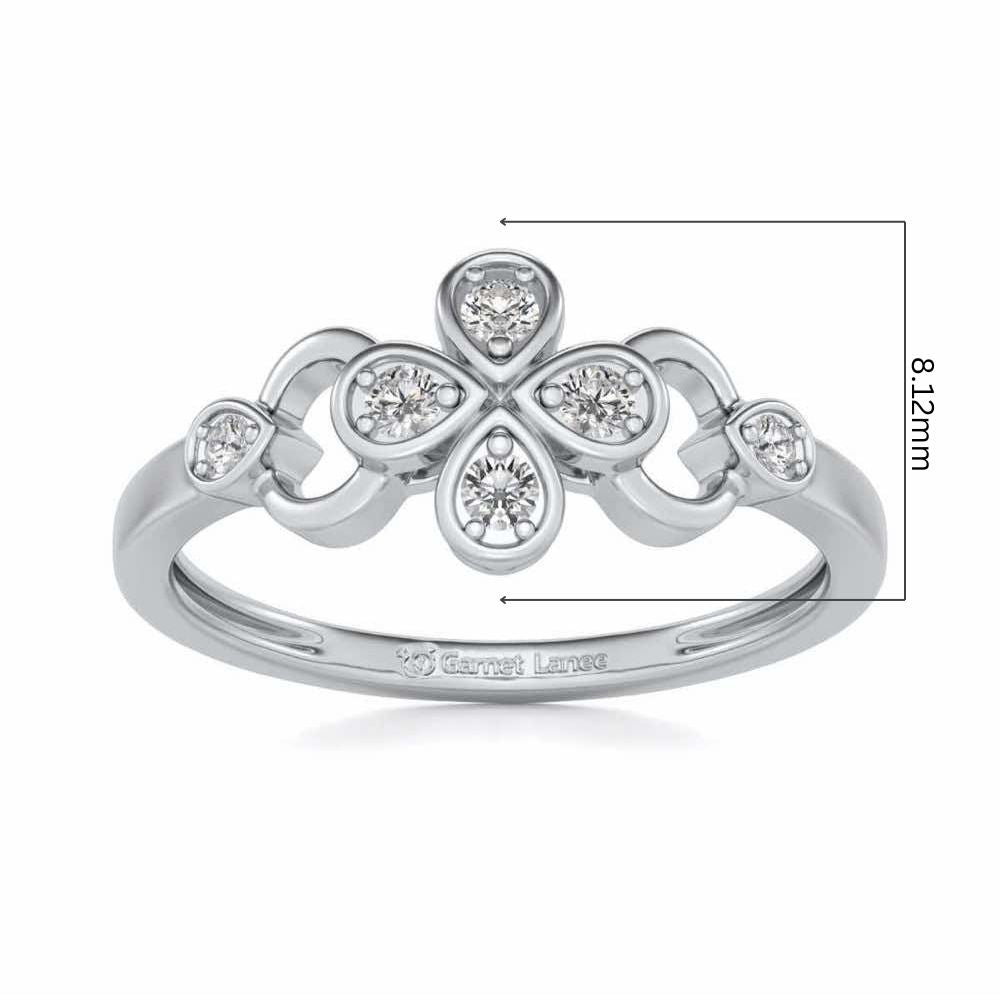 Decent Flower Silver Ring - White Gold - Image 5
