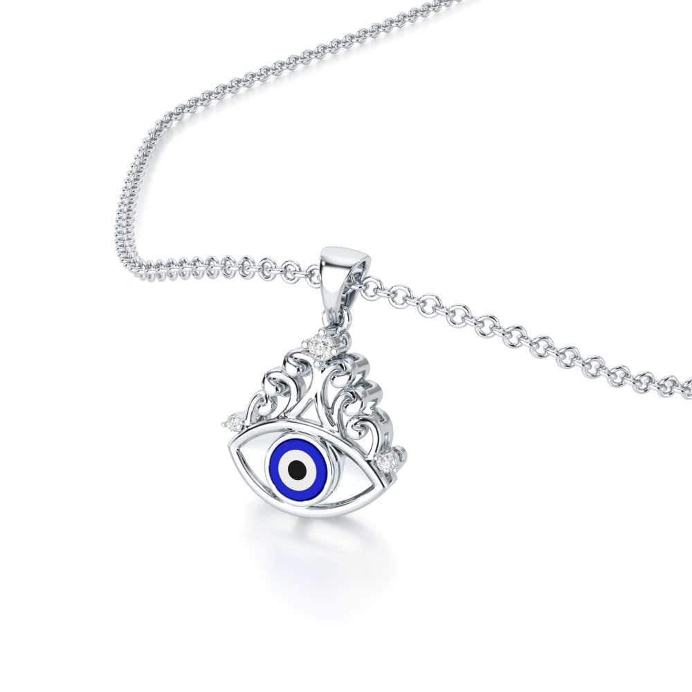 Serenity Shield Silver Pendant - White Gold - Image 2