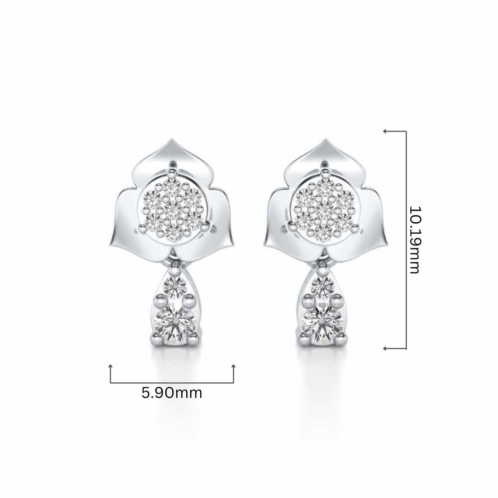 Abeedha Silver Earrings - White Gold - Image 4