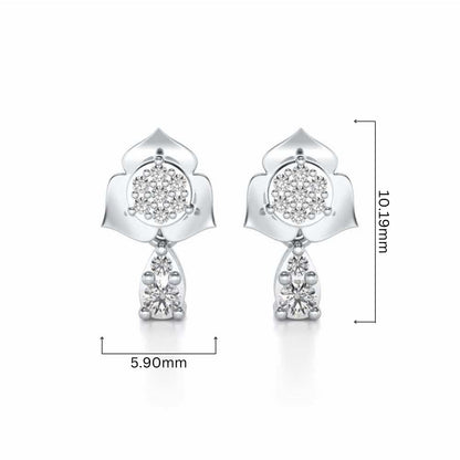 Abeedha Silver Earrings - White Gold - Image 4