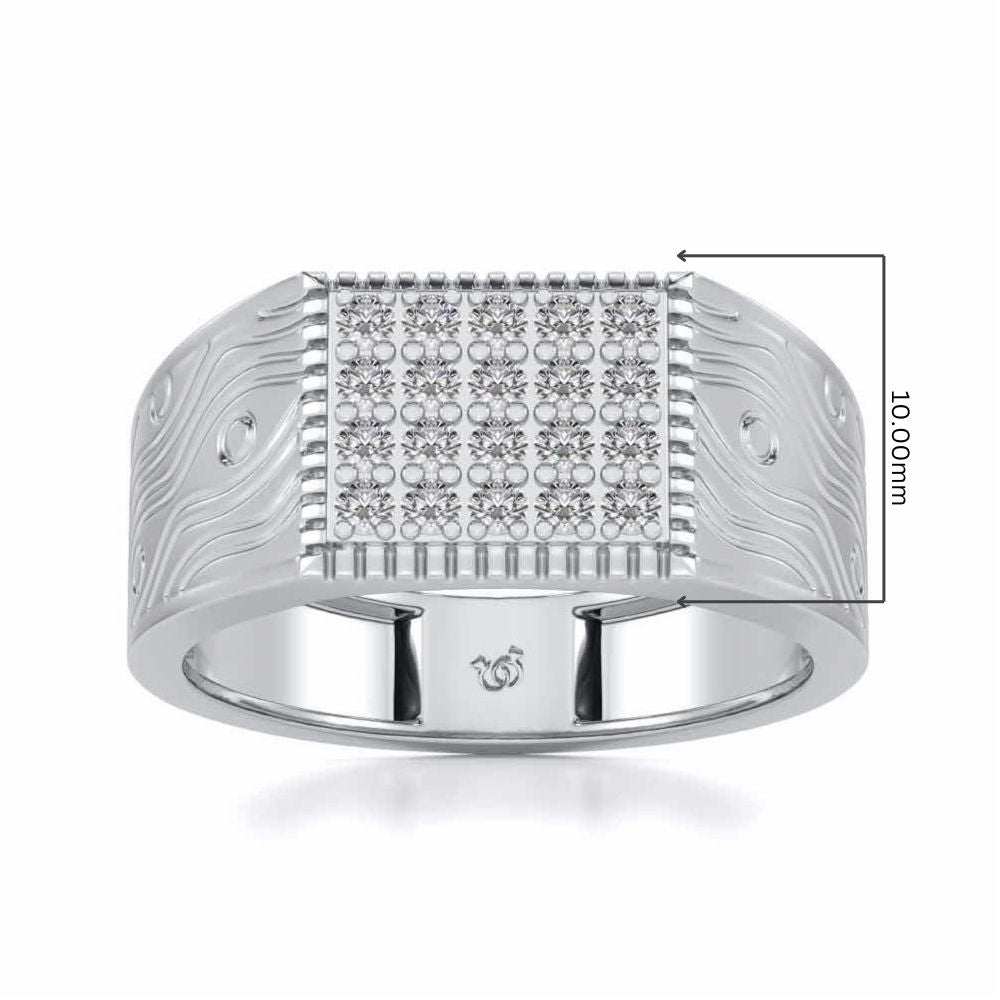 Evening Tide Silver Ring For Men - White Gold - Image 5