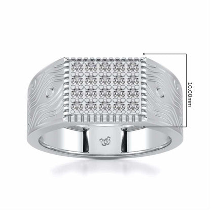 Evening Tide Silver Ring For Men - White Gold - Image 5