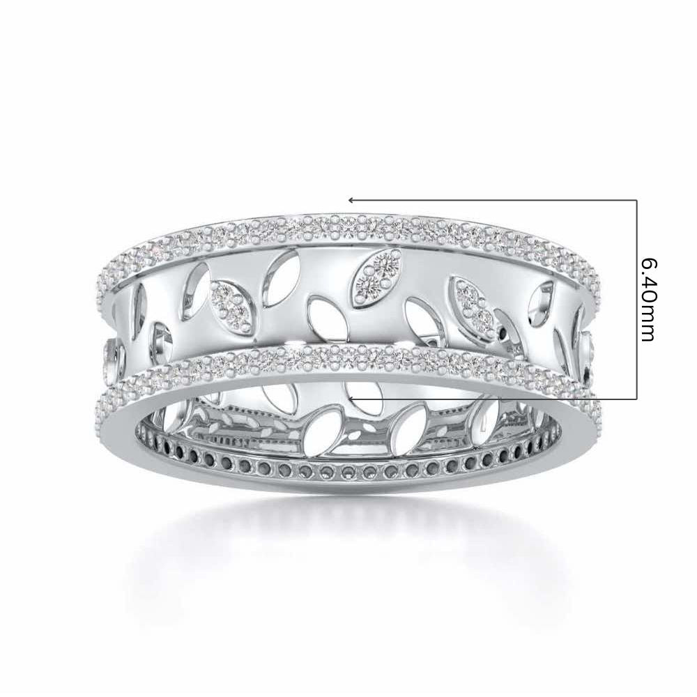 Glam Ferns Silver Band Ring - White Gold - Image 5