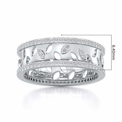 Glam Ferns Silver Band Ring - White Gold - Image 5