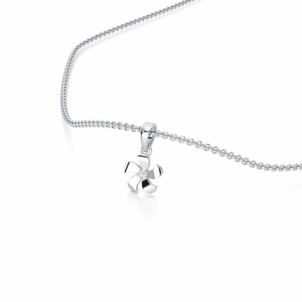 Blossom Bliss Silver Pendant - White Gold - Image 2