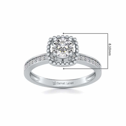 Queenly Solitaire Silver Ring - White Gold - Image 5