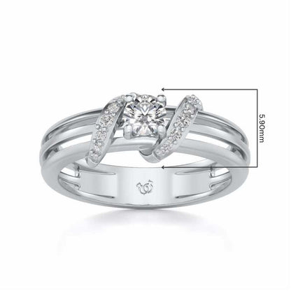 Wrap around Solitaire Silver Ring - White Gold - Image 5