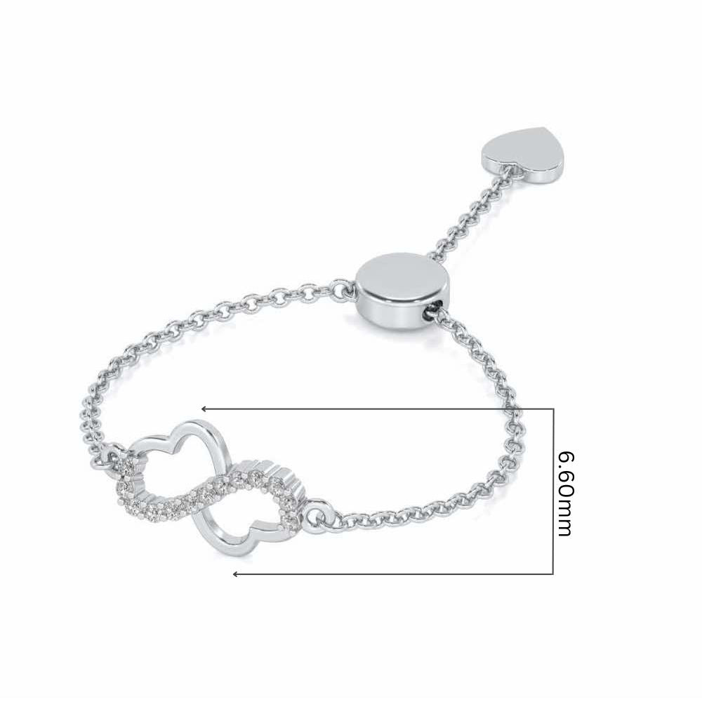 Heart Wave Adjustable Silver Ring - White Gold - Image 5
