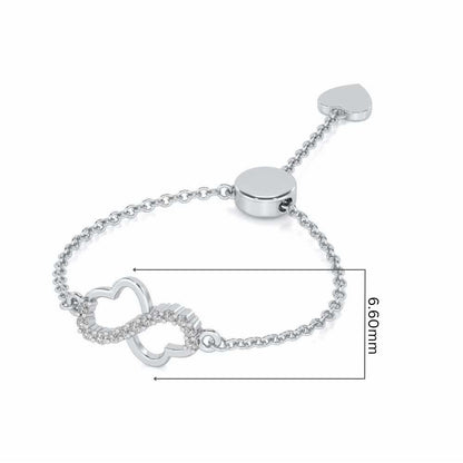 Heart Wave Adjustable Silver Ring - White Gold - Image 5