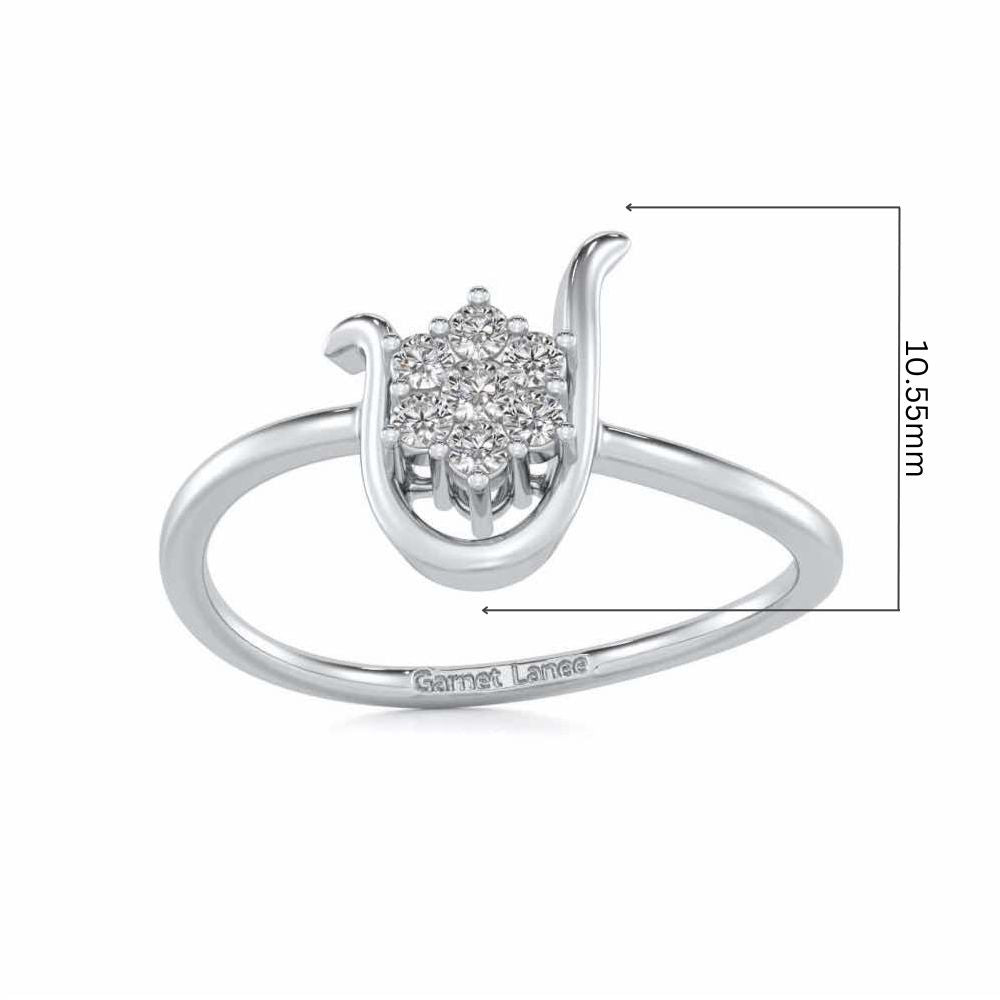 Blooming U Silver Ring - White Gold - Image 5