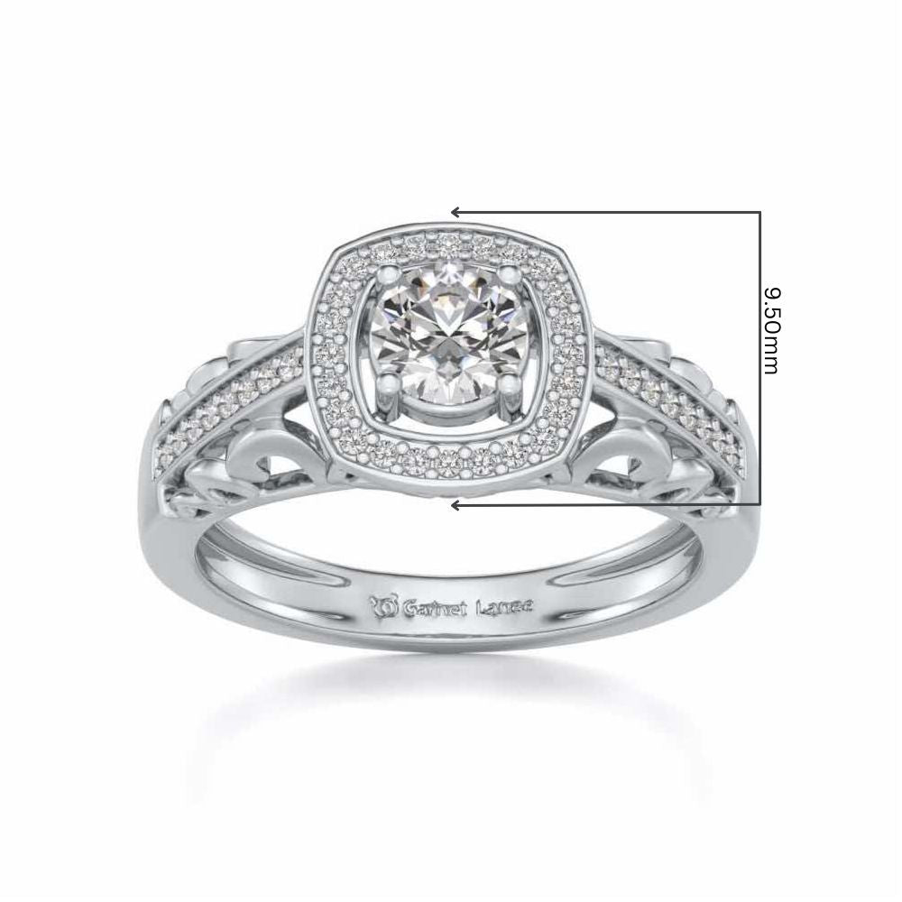 Lively Glow Solitaire Silver Ring - White Gold - Image 5
