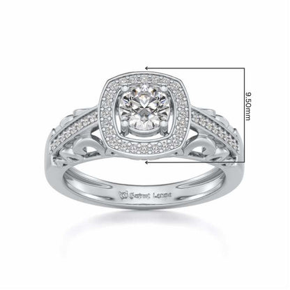 Lively Glow Solitaire Silver Ring - White Gold - Image 5