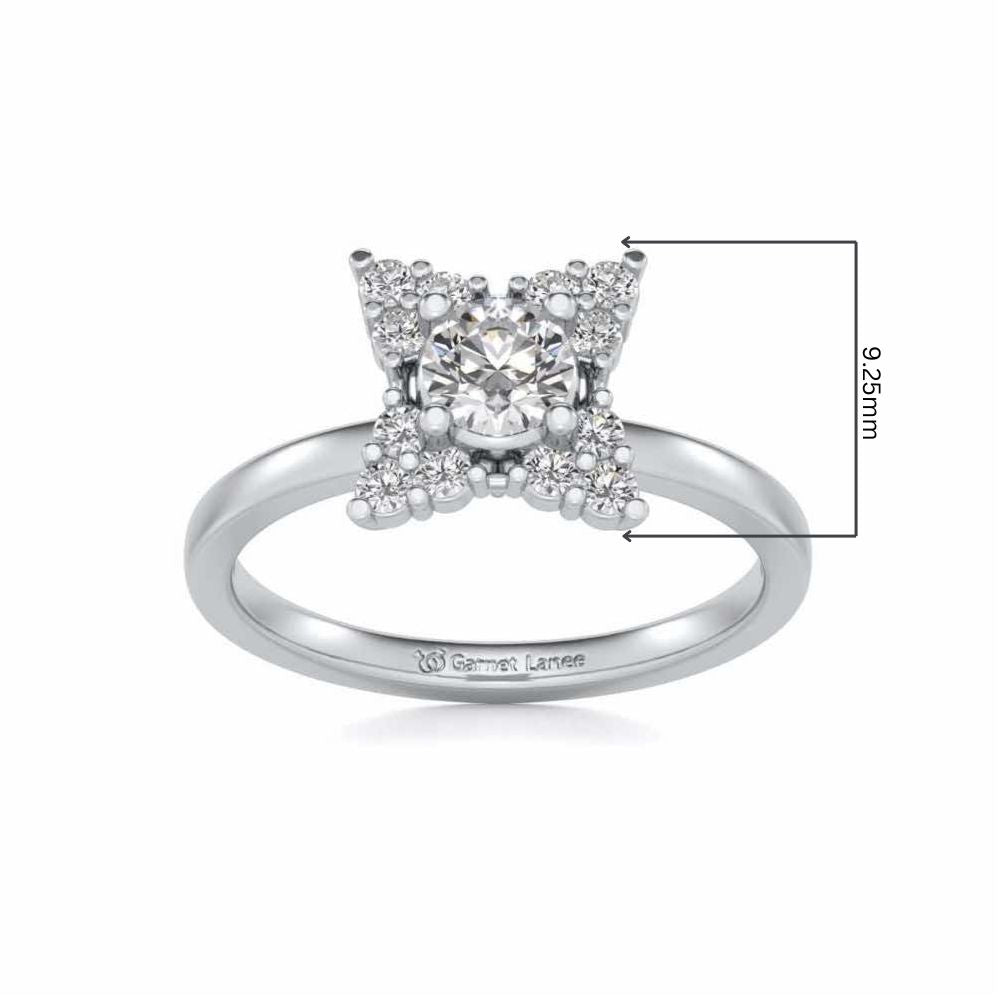 Flower Power Solitaire Silver Ring - White Gold - Image 5