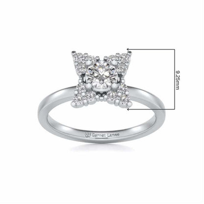 Flower Power Solitaire Silver Ring - White Gold - Image 5