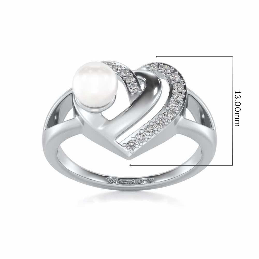 Cosmo-Heart Silver Pearl Ring - White Gold - Image 5