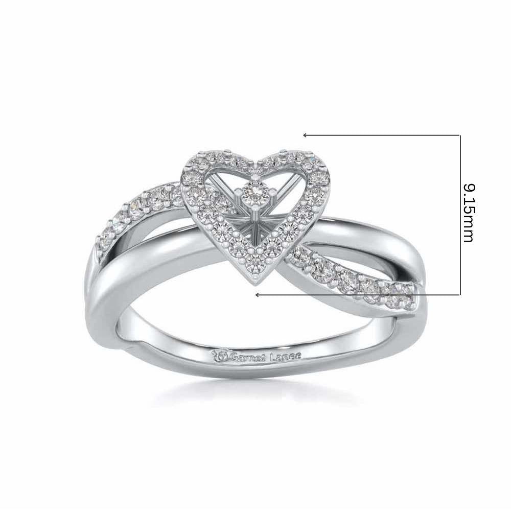 Heart Rays Silver Ring - White Gold - Image 5