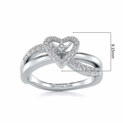 Heart Rays Silver Ring - White Gold - Image 5
