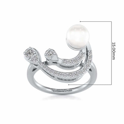 Regalia Silver Pearl Ring - White Gold - Image 5