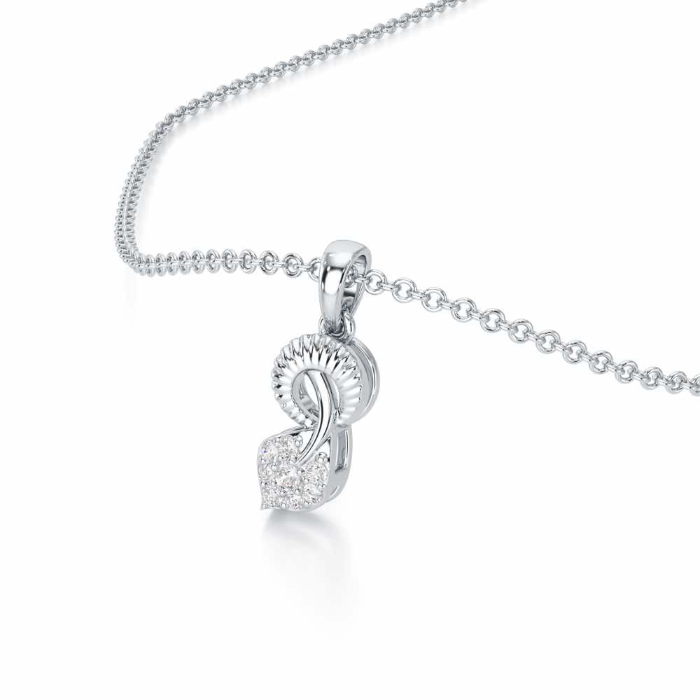 Leaf Glow Silver Pendant - White Gold - Image 2