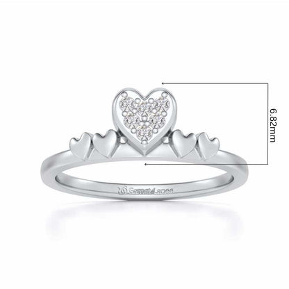 Heart Community Silver Ring - White Gold - Image 5