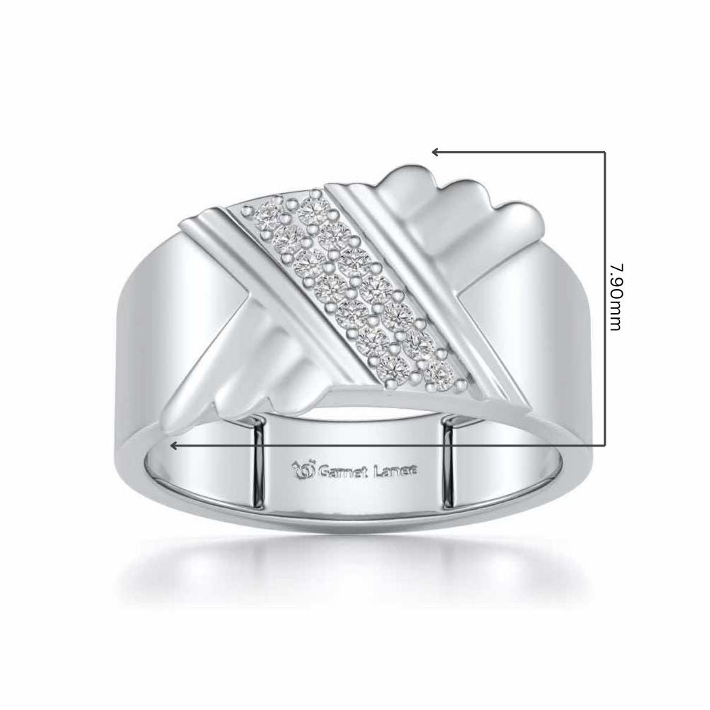 Satin Silver Ring For Men - White Gold - Image 5